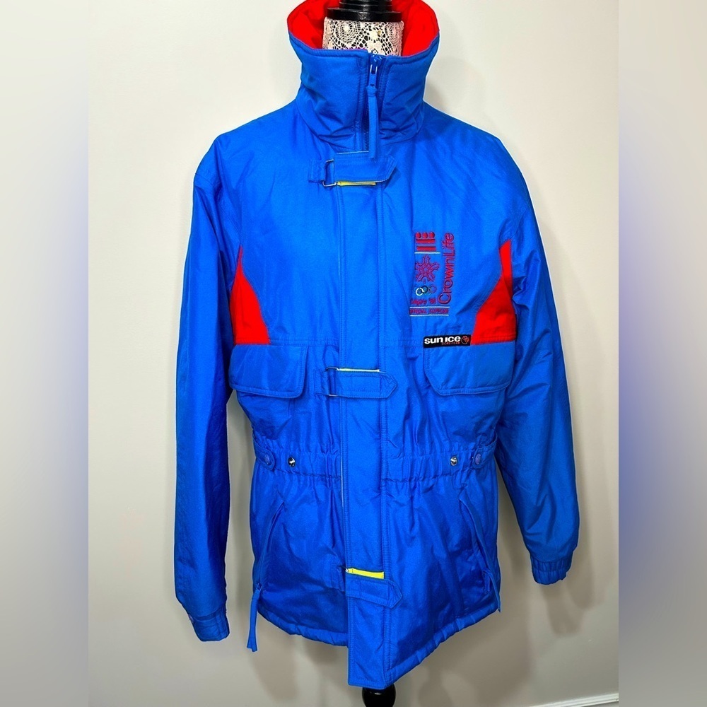 Rare Vintage 1988 Olympics ski snow jacket blue red & yellow retro winte…